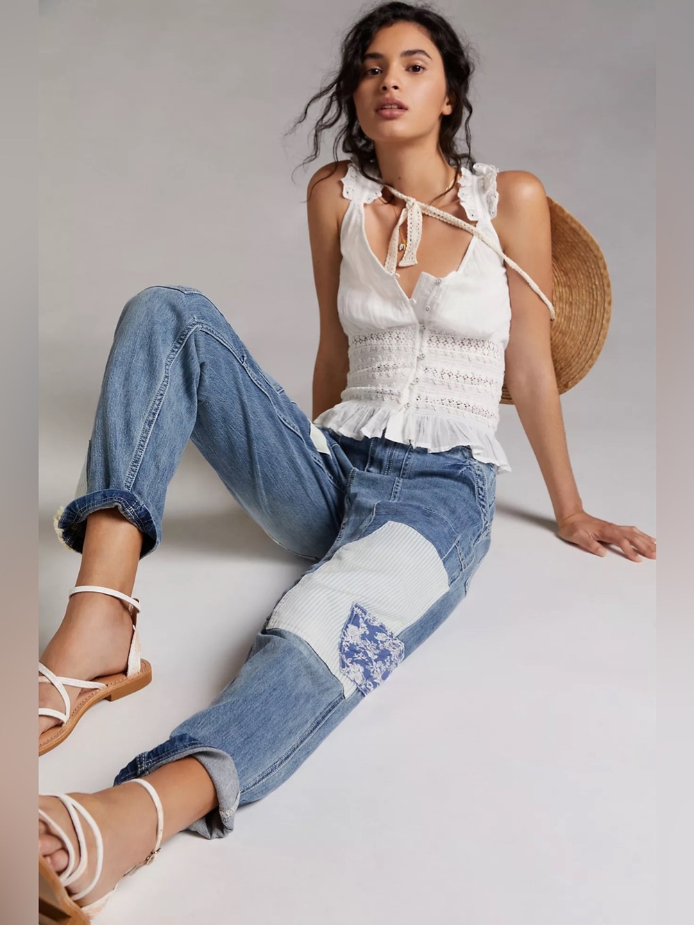 Pilcro-Anthropologie The Wanderer Patchwork Utility Jeans
